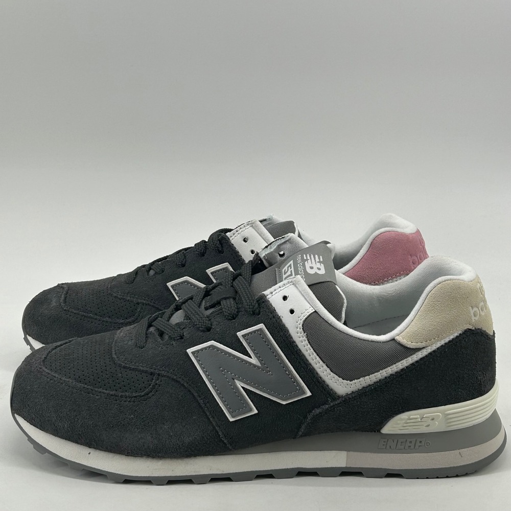 New Balance 574 Sneakers Mens 13 Grey Suede U574PX2 Asymmetrical Pink Beige Heel